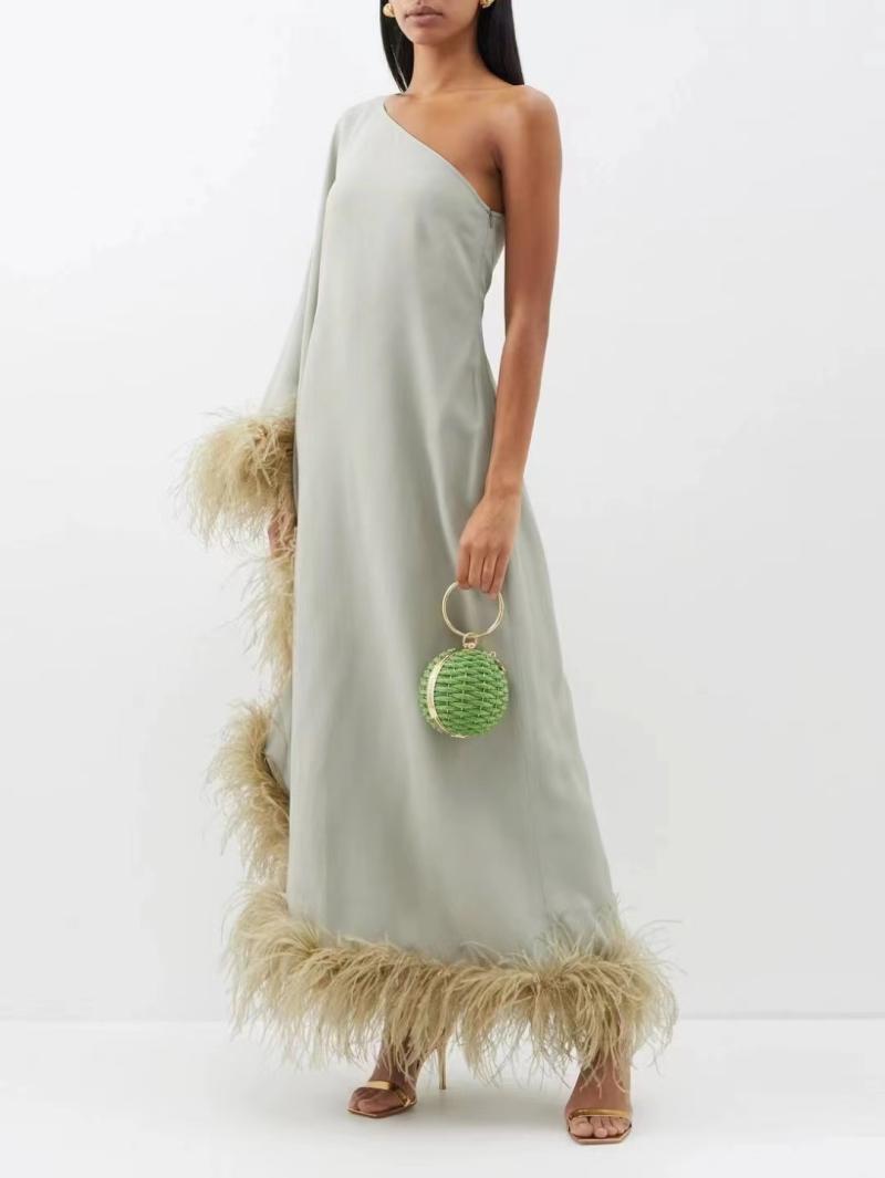 Kleider | Damen Crepe UBUD One-shoulder Dress with Ostrich Feathers Kleider Damen